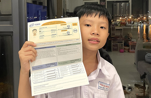 Nam sinh lớp 6 không học thêm vẫn đạt 920 điểm TOEIC