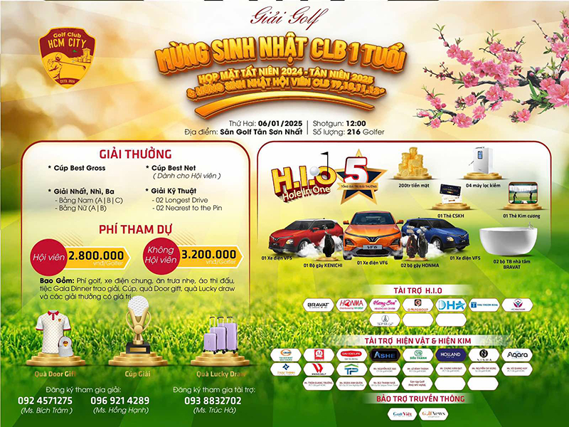 CLB golf HCMC tổ chức Giải golf kỷ niệm 1 năm thành lập CLB