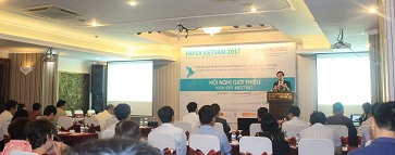 Ông Vũ Ngọc Bảo – Tổng thư ký Hiệp hội Giấy và Bột giấy Việt Nam phát biểu tại hội nghị.