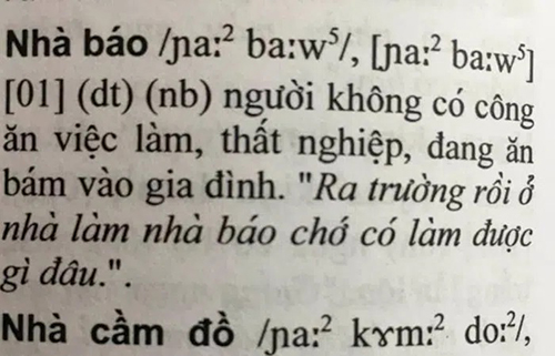 Nhiều chuyên gia phản đối từ điển định nghĩa 'nhà báo là ăn bám'